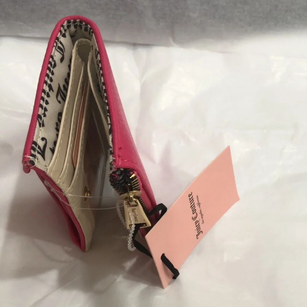 Juicy Couture pink flash breaking the rules bifold wallet with pullout card case